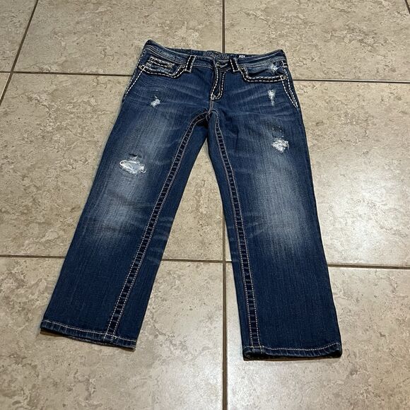Miss Me Capri Womens Jeans Boyfriend Rise Blue Denim Size 25 (28 Measured) - Picture 3 of 7